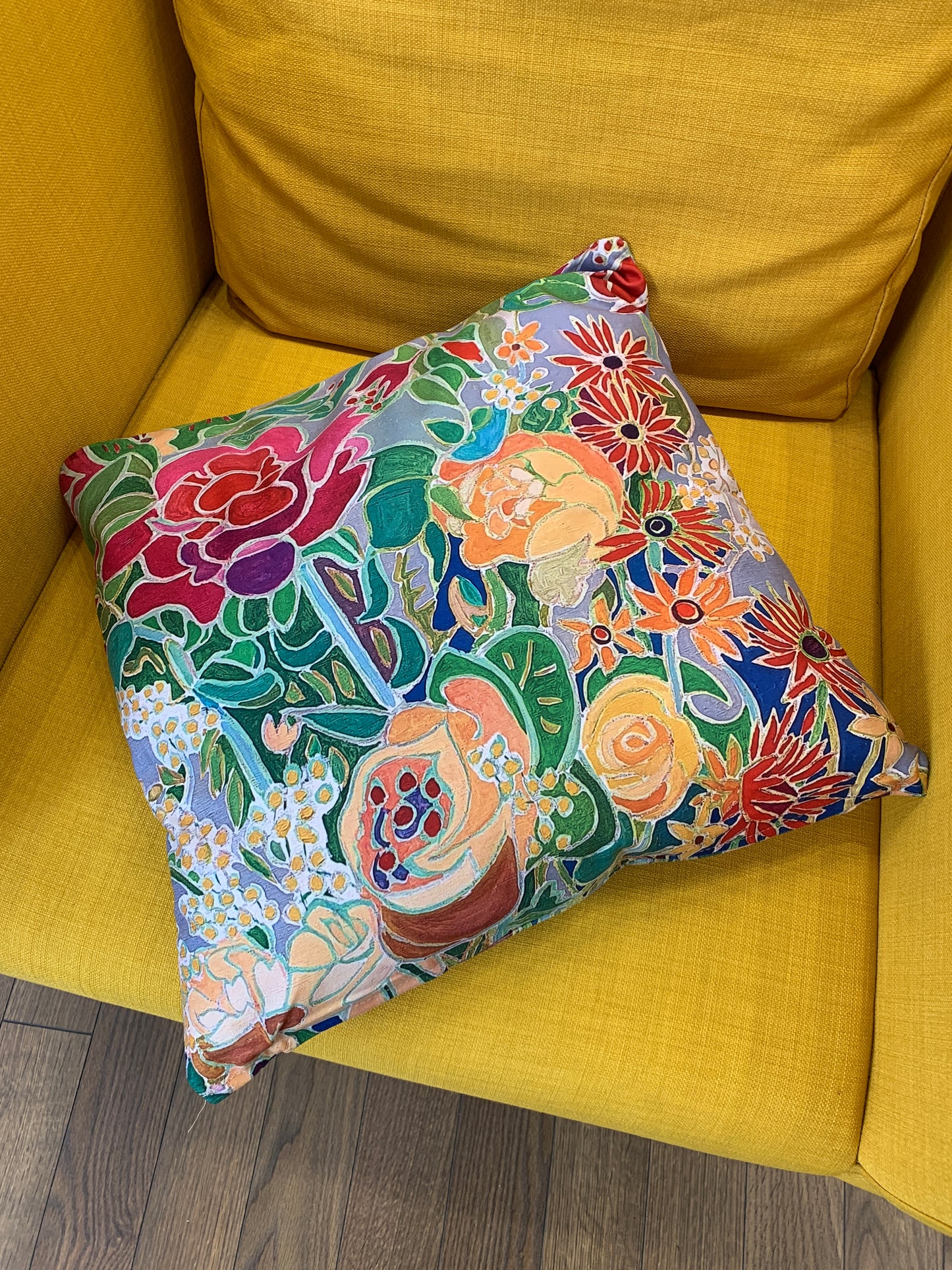 Grand coussin fleurs