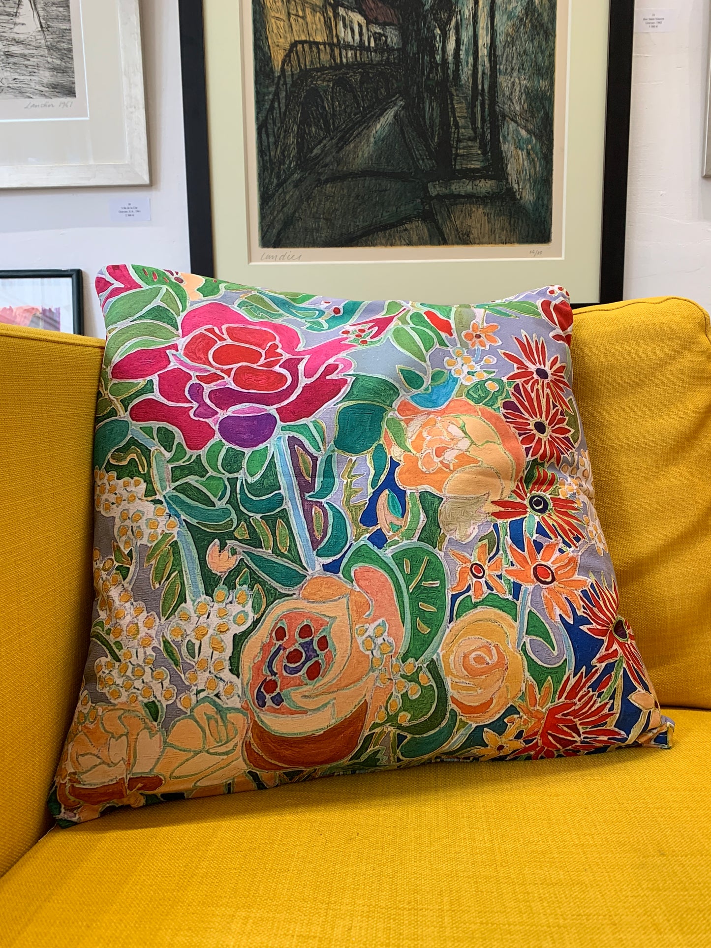 Grand coussin fleurs