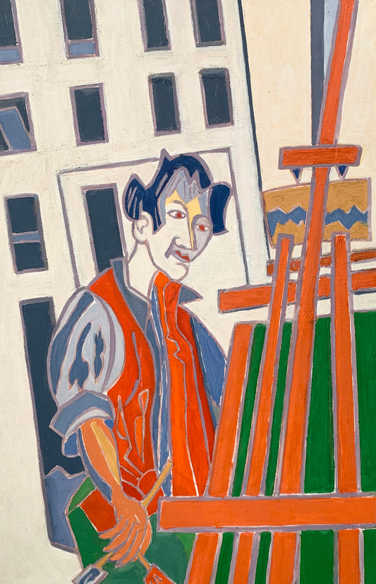 Autoportrait au chevalet rouge, 2009