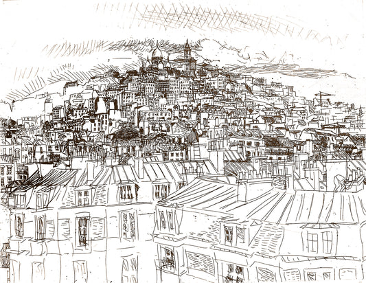La butte Montmartre gravure 1970